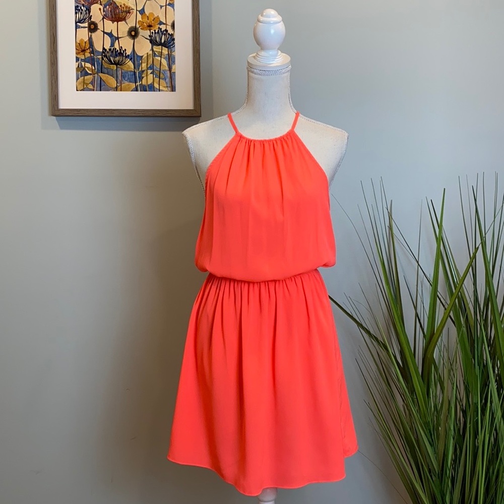 American Eagle Orange Halter Neck Sleeveless Dress